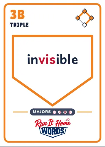 Run It Home Words word card for invisible, word side