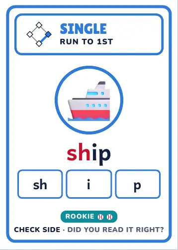 Run It Home Words word card for ship, check side