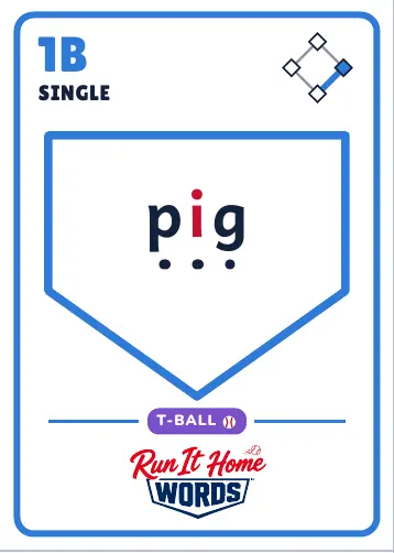 Run It Home Words word card for pig, word side